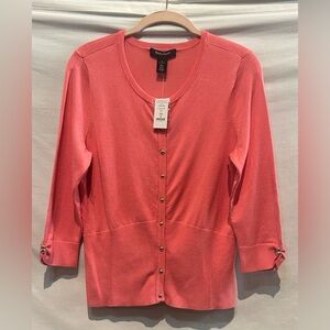 NWT - White House Black Market Knit Button Down (Snaps) Top - Size Medium